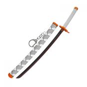 22cm Manga/anime Style Katana Keychain With Sword Stand and Sheath - White + Orange image