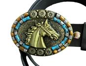 Metal Horse Buckle with belt Native American Indian style Gold image