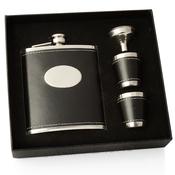 7oz Faux Leather Hip Flask Gift Set - with gift box, funnel and shot glasses image