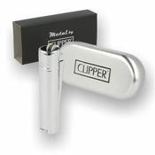 Matte Silver/Chrome Metal Series Clipper Lighter In Gift Tin image