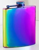 6oz Polished Rainbow Finish Hip Flask with Gift Box and Funnel image