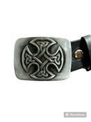 CELTIC KNOT buckle with belt Silver colour metal hammered design image