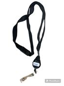 LANYARD with built in Retractable Key Chain with Nylon Rope Recoil and button clip for ID = BLACK image