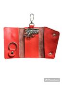 KEY PURSE Wallet Red soft Leather 6 Hooks inside image