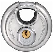 Abus 24/90 Keyed Alike Stainless Steel 3-5/8" Wide Discus Padlock With Shrouded Shackle image
