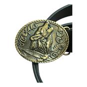 WOLF Howling buckle with belt Western Oval gold design image