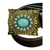 Navajo Turquise buckle with belt Western cowboy gold Native American design image