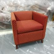 Ref. 2-2-097 Tub armchair with red/ochre dot fabric image