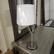 Table Lamp - Nickle Plated w/white shade - adjustable height.