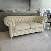 Chesterfield In Light Cream Leather L 175cm