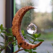 Elm Wood Gift | Irish Handmade Moon Suncatcher image