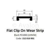 Flat Clip on 3m Black   10ft Length