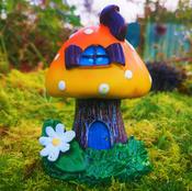 Yellow Toadstool Fairy House Incense Burner image