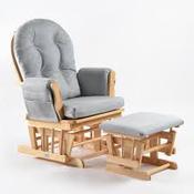 BabyLo Brompton Glider and Footstool Grey/natural
