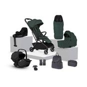 Silver Cross Nia Cabin Approved Compact Stroller &amp; Carrycot Travel System From Birth to 22kg - Conifer (12 Piece)