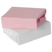 Moses Basket Sheets - 33 x 69cm - 2 Pack - Pink &amp; White