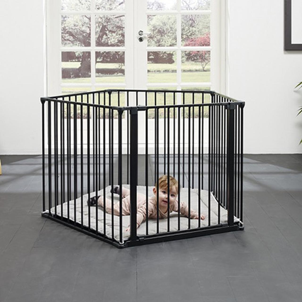 Babydan Park-A-Kid Playpen Black with Gate, Washable Mat