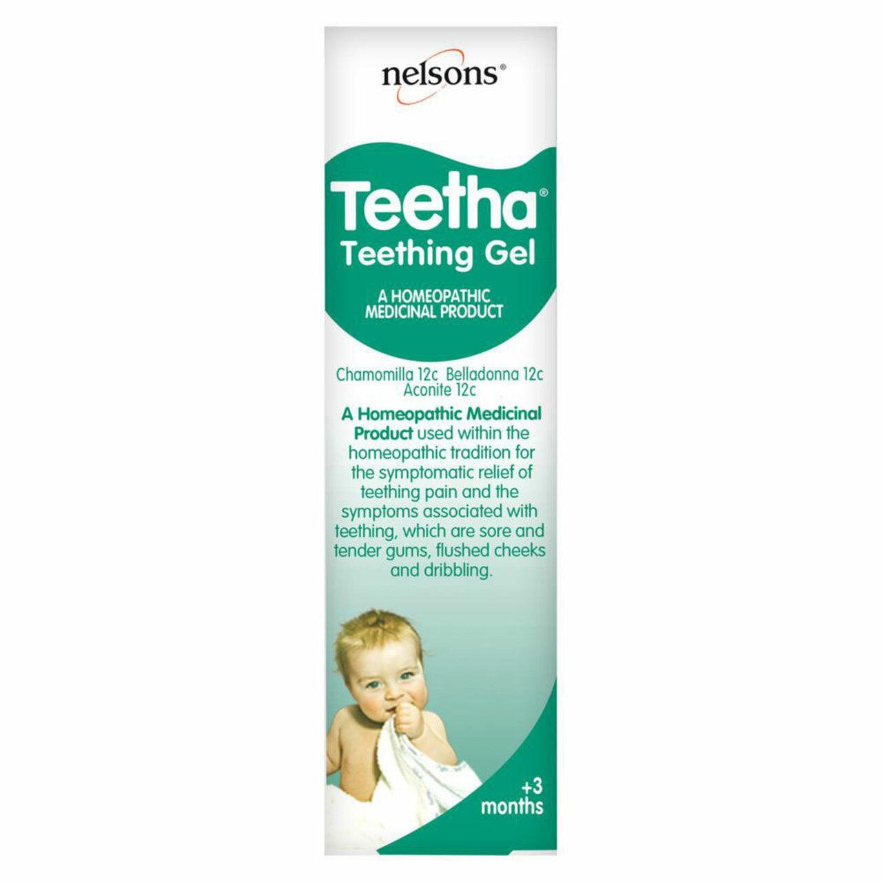 Nelsons Teetha Teething Gel 15g - Relief of teething pain, Sore and tender gums, flushed cheeks and dribbling