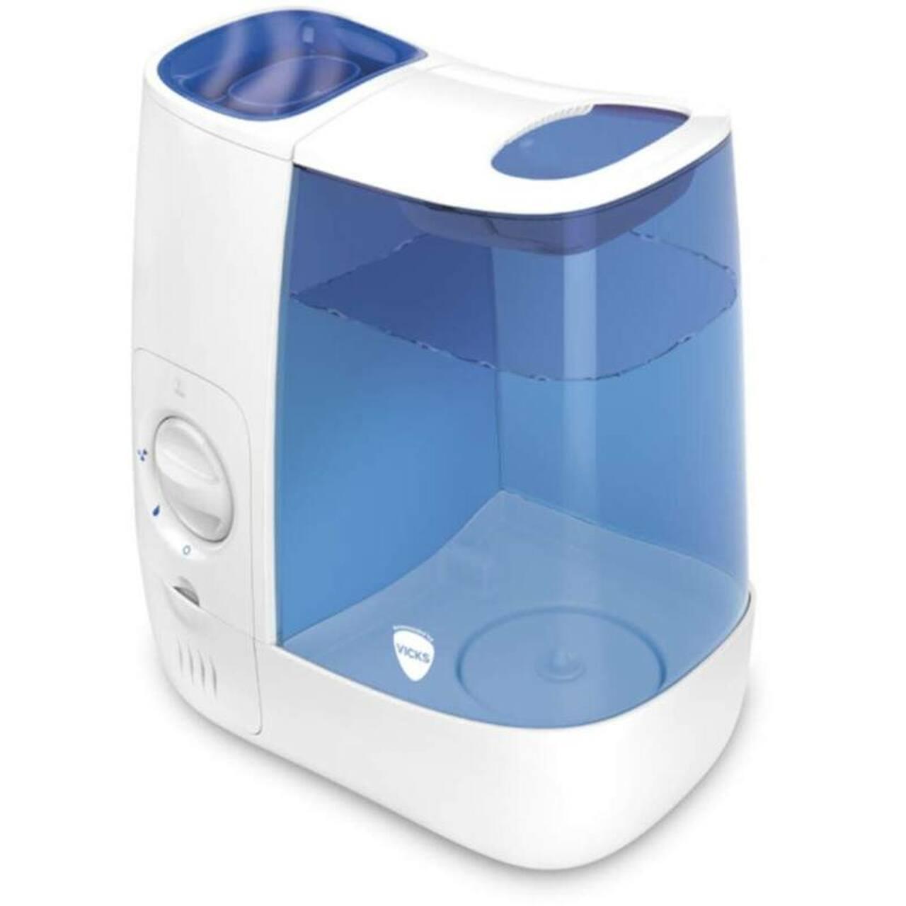 Vicks VH845E1 Warm Mist Humidifier - Easy Breathing, 24 Hour Run Time, Scent Pad Compatible, Blue/White