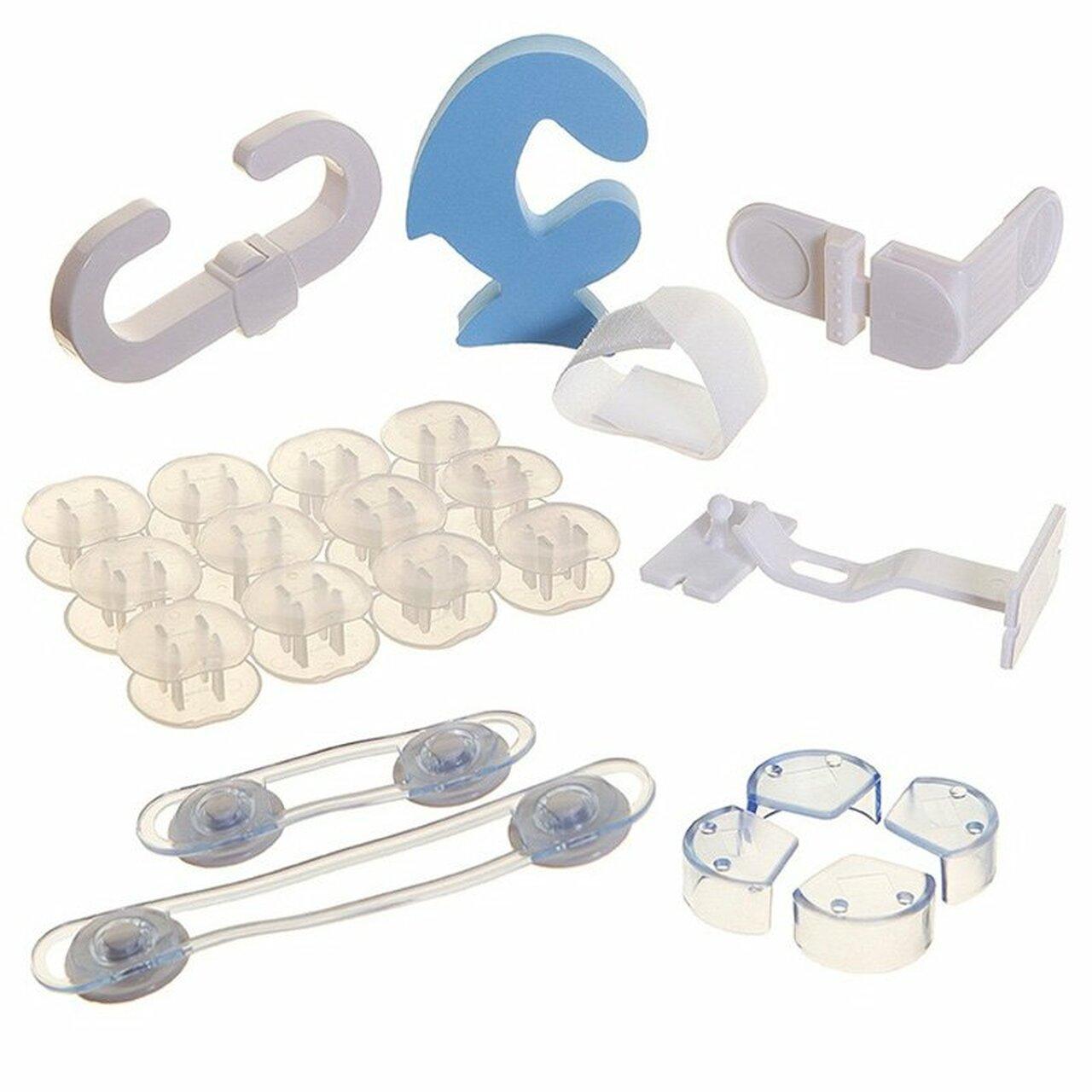 Dreambaby Child Safety Value Pack - Socket Covers, Appliance Latch, Multi-Purpose Latch, Angle Lock, Adhesive Double Lock, Secure-a-Lock, Corner Protectors, Fish Door Stopper