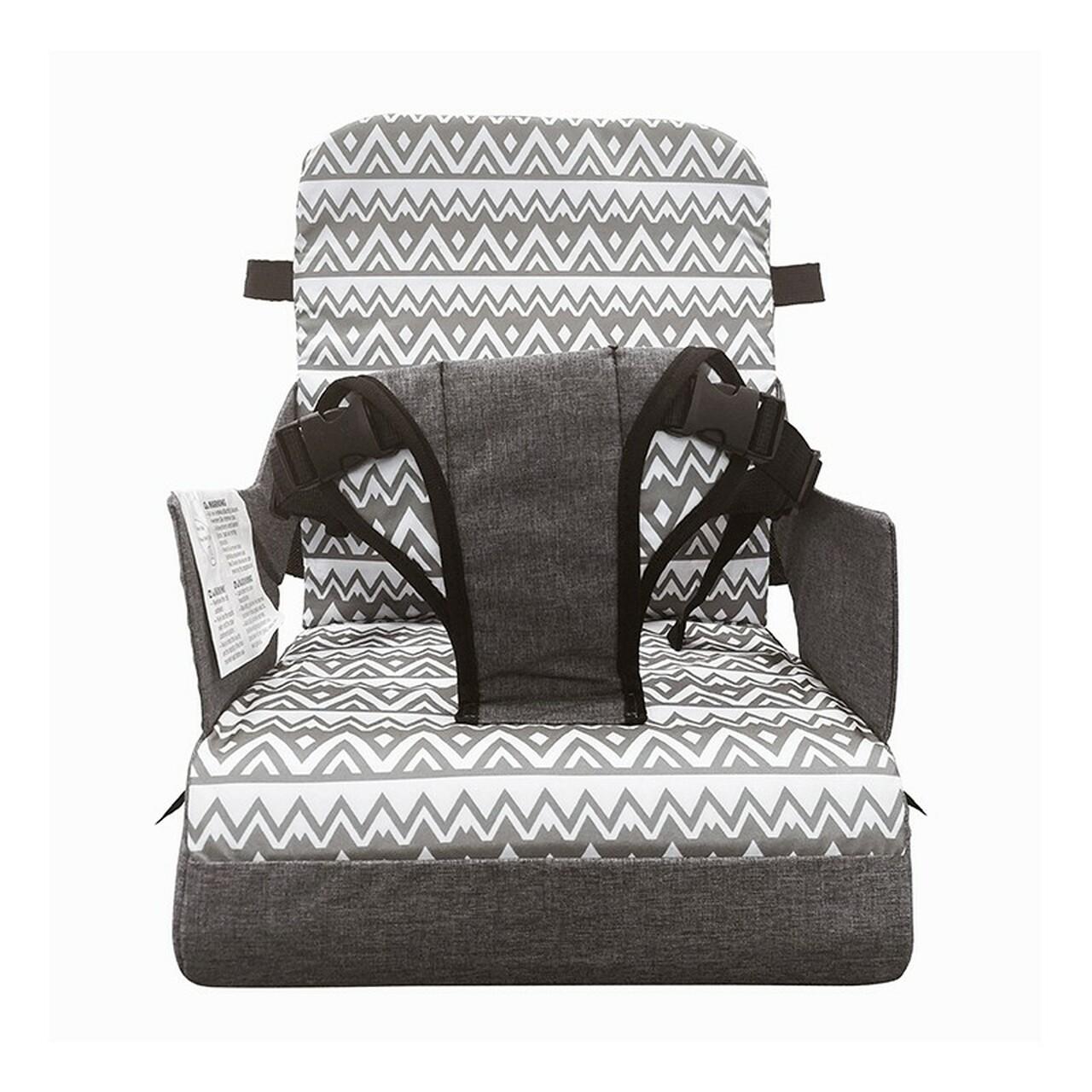 Dreambaby Grab 'N' Go Booster Seat with Adjustable straps, 3-point harness, Padded seat, Grey and white pattern