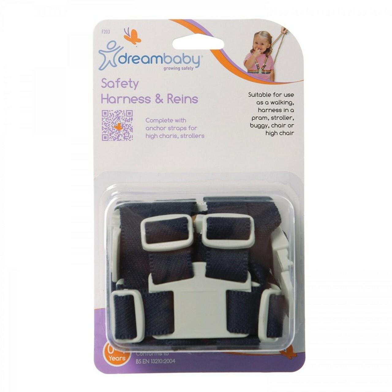 Dreambaby Safety Harness & Reins - Navy | Walking Harness, Pram, Stroller, Buggy, Chair