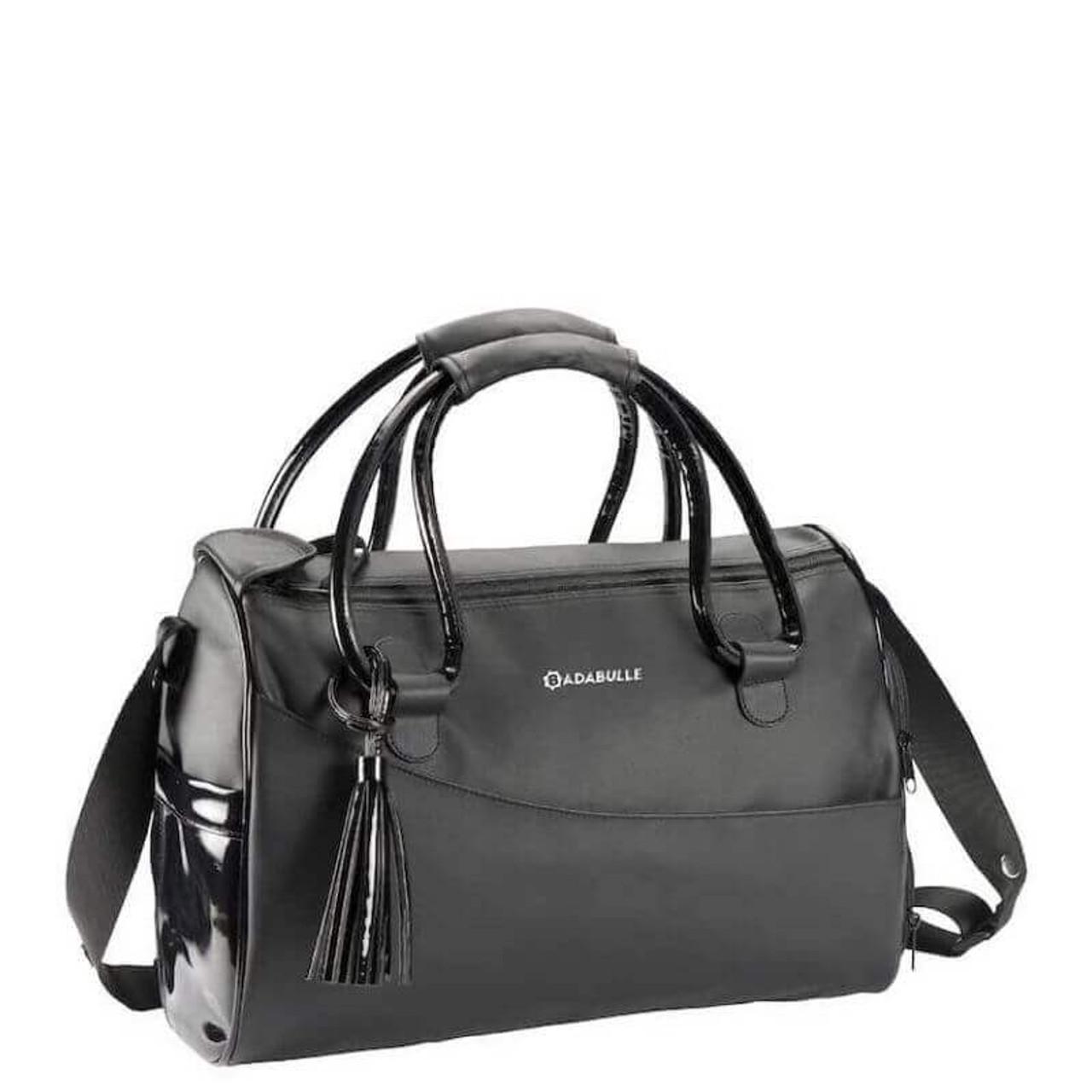 Badabulle Glossy Baby Changing Bag Black PU with Twin Handles, Shoulder Strap and Tassel