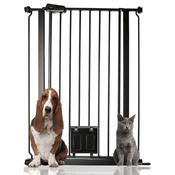 Bettacare Gate with Lockable Cat Flap Matt Black Extra Tall (75-84cm)