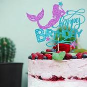 Happy Birthday Mermaid Topper 6.5" x 5.5" image