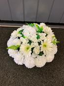 White Silk Flowers Grave Posy