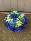 Blue Silk Flowers Grave Posy