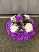 Purple Silk Flowers Grave Posy