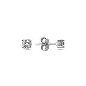 9K White Gold Stud Earrings with Cubic Zirconia Stone. image