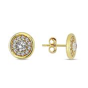 9K Yellow Gold Stud Earrings with CZ centre. image