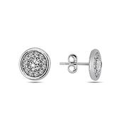 ​9K White Gold Stud Earrings with CZ centre image