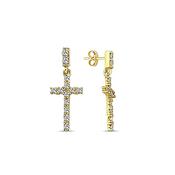 9K Yellow Gold Cross Stud Earrings image