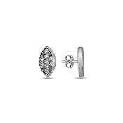 ​9K White Gold Almond Shaped Stud Earrings with CZ stones. image