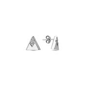 ​9K White Gold Pyramid Shaped Stud Earrings image