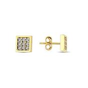 9K Yellow Gold Square Stud Earrings image