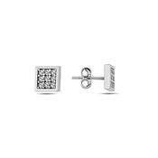 ​9K White Gold Square Stud Earrings image