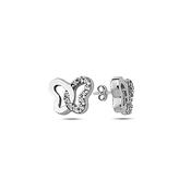​9K White Gold Love Heart Stud Earrings image