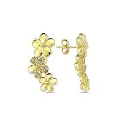9K Yellow Gold 3 Flower Stud Earrings image
