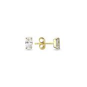 9K Yellow Gold Stud Earrings with CZ Stone image