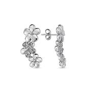​9K White Gold 3 Flower Stud Earrings​. image