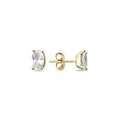 ​9K Yellow Gold Stud Earrings with CZ Stone image