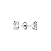 9K White Gold Stud Earrings with CZ Stone. image