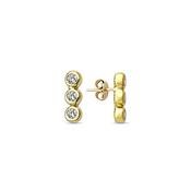 9K Yellow Gold Stud Earrings with CZ detail image