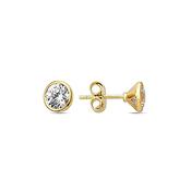 9K Yellow Gold Stud Earrings with CZ Stone image