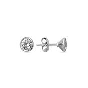 ​9K White Gold Stud Earrings with CZ Stone​. image
