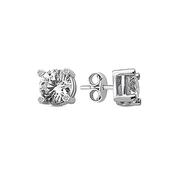 9K White Gold Stud Earrings with CZ Stone image